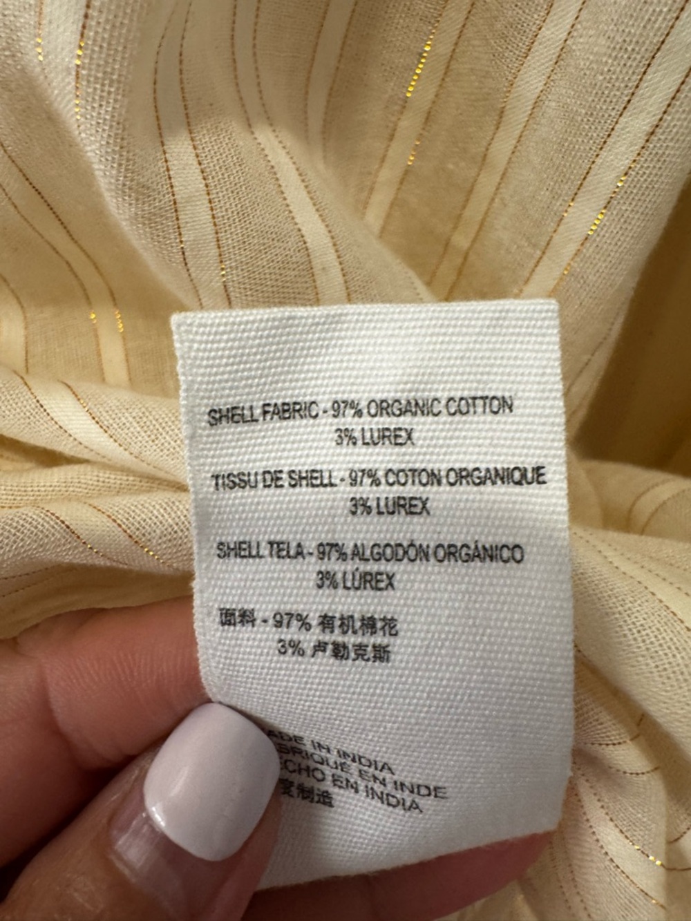 Cleobella Cream Ari Metallic Sparkle Stripe Ruffled Long Sleeve Peasant Blouse S - Picture 14 of 14